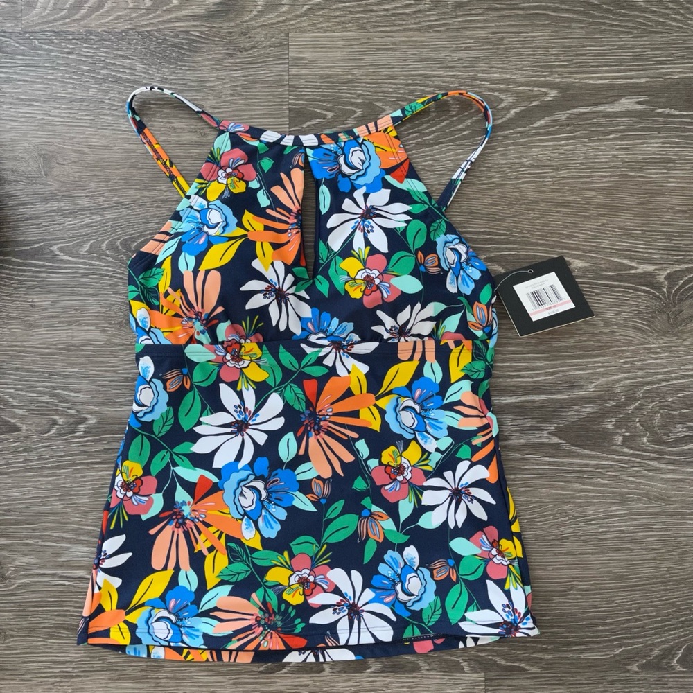 Ellen Tracy floral swimsuit top - Picture 2 of 4